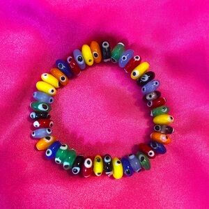 Multi color evil eye beaded bracelet 👀